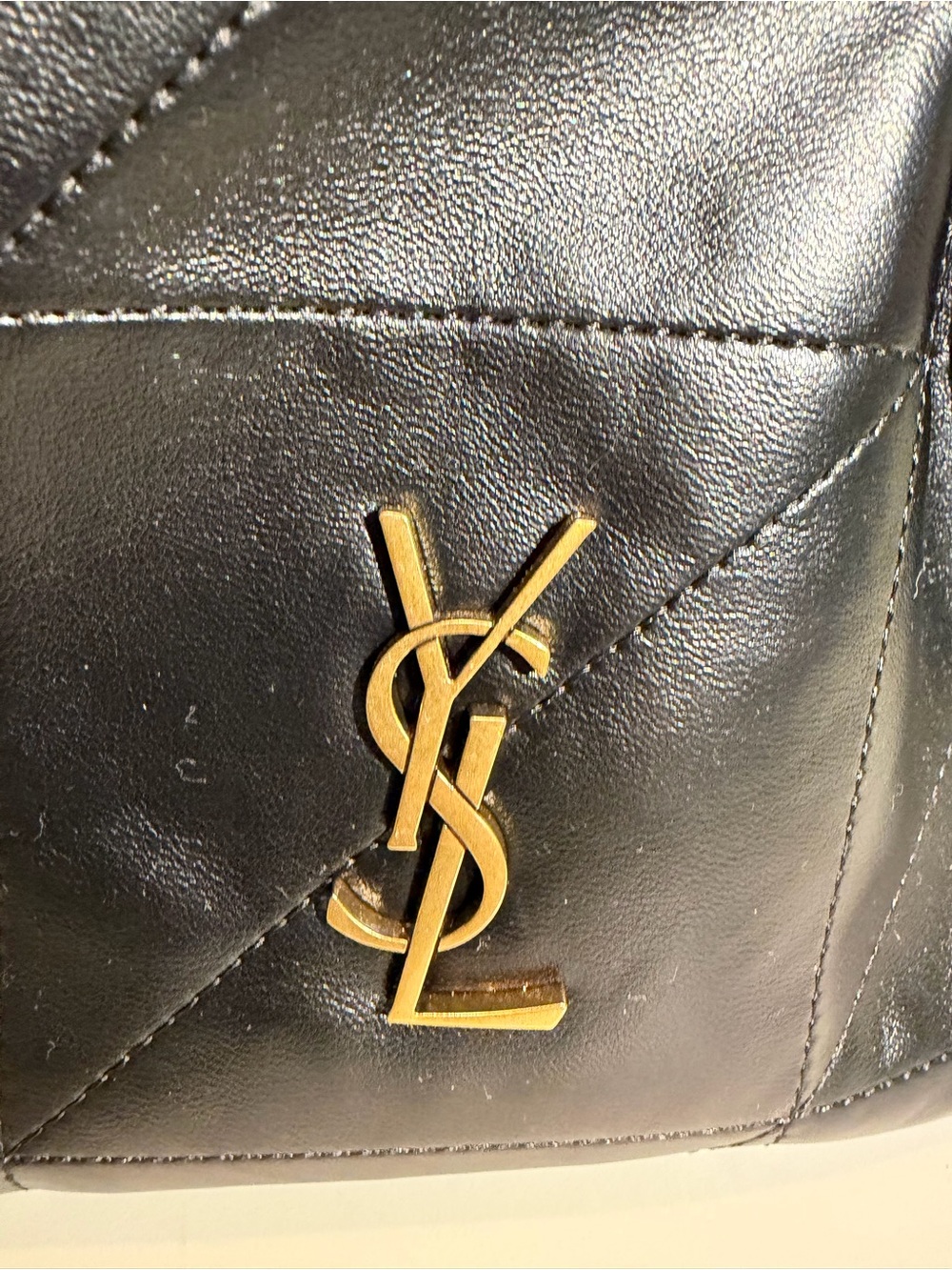 Black Quilted Leather Drawstring Tote with Gold - Picture 6 of 6
